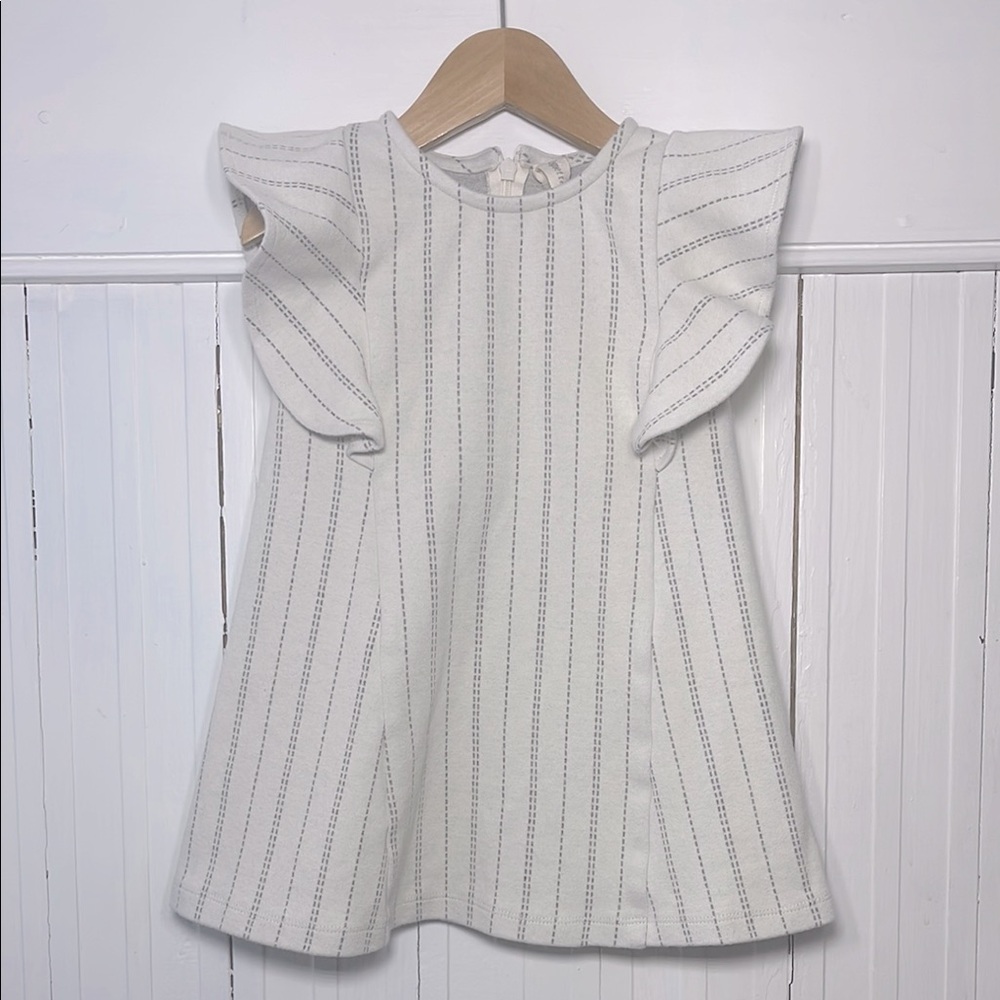 MAISONETTE VIGNETTE VGUC 100% Cotton Neutral Thick Flutter Sleeve Dress